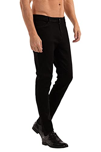 Mens Slim Fit Jeans Skinny Stretch Black Denim Pants For Men Straight Fit 32 #TOP2