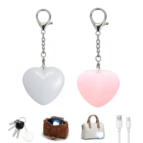 Rechargeable Purse Light Handbag Light Love Wallet Tote Bag Touch Sensing Night Lights for Inside Purse Heart Purses Lights Keychain Rechargeable LED Automatic Glow Lamp Valentine Gifts(Pink+White)