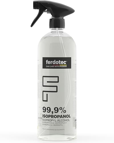 ferdotec IPA Isopropanol 1L Spray 99,9% – alcohol isopropílico para desengrasar y limpiar sin residuos, alcohol de limpieza en botella de spray para coche – técnica de pintura