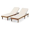 Christopher Knight Home Madge Oudoor Chaise Lounge with Cushion (Set of 2), Teak Finish, Cream 31a7 205OeL. SS100