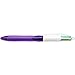 BIC 4-Color Grip Ballpoint Pen, Purple Barrel, Medium Point (1.0mm), Assorted Inks, 3-Count