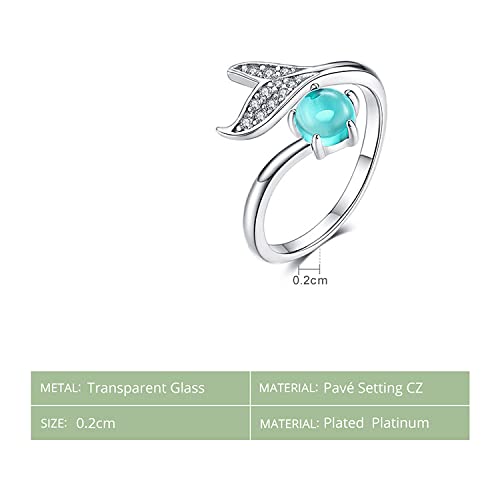 Bague queue de poisson ajustable anti stress avec pierre de lune bleue - 5