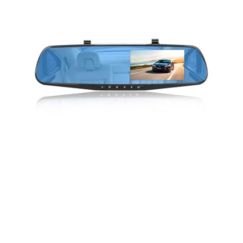 E-ACE 4.3 Inches Dual Lens Car DVR Rearview Mirror Dash Cam - Front and Rear Camera Video Recorder for Enhanced Driving Safety(with 6M RCC,None)