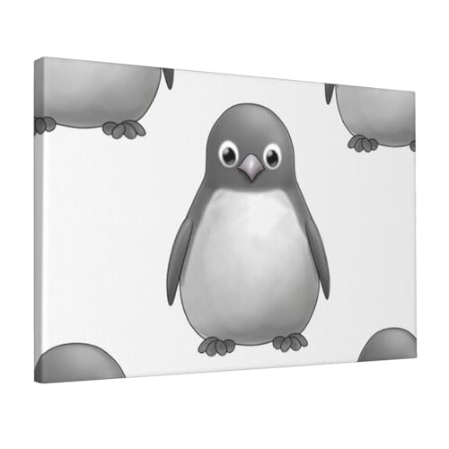 Toile de pingouin gris sans cadre pour habiller facilement un mur vide de salon