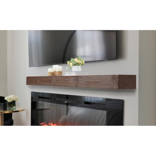Image of Touchstone Floating Fireplace Mantel Shelf - Solid Wood Wall-Mounted Mantel - Rustic Farmhouse Style 84 Inch - Espresso Finish