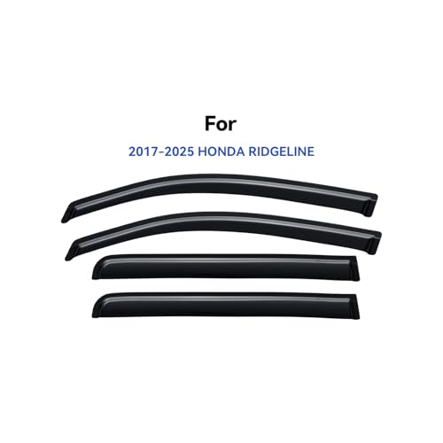 Image of Window Visors Rain Guards for 2017-2025 Honda Ridgeline, Out-Channel Window Vent Wind Deflectors Visors Shades for 17-25 Honda Ridgeline