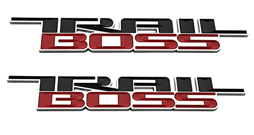 Image of SSDD CH-Trail 2pcs 2019-2021 Trail Boss Emblems 3D Badge Side Nameplate Decal Replacement for Chevy Silverado 1500 HD 2500 HD (Black /Red)
