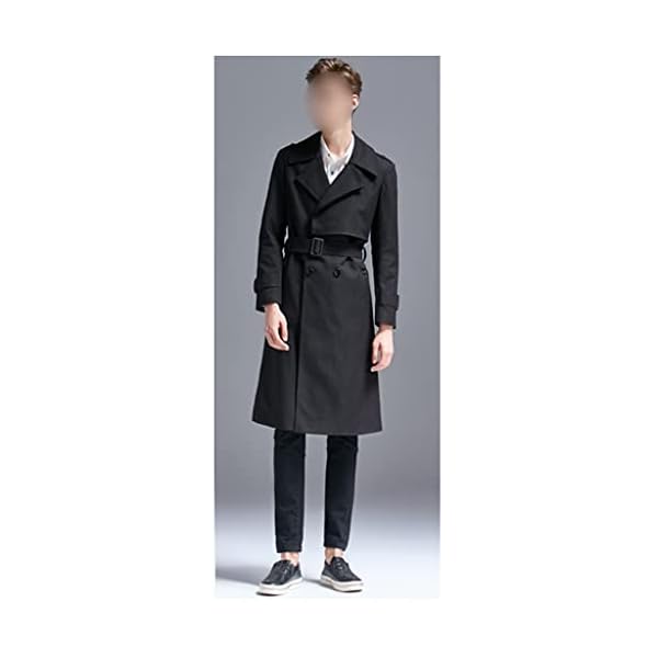 TKFDC Long Trench Coat Men Classic British Windbreaker Double Breasted Solid Wind Coat (Color : Picture Color, Size : XXXL Code) - Image 6