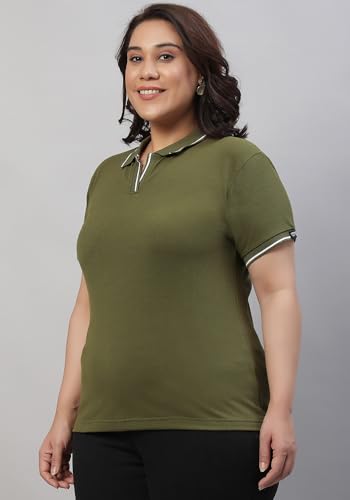 Image of Wear Your Opinion Women's Plus Size Tipped Collar Neck Polo Tshirt