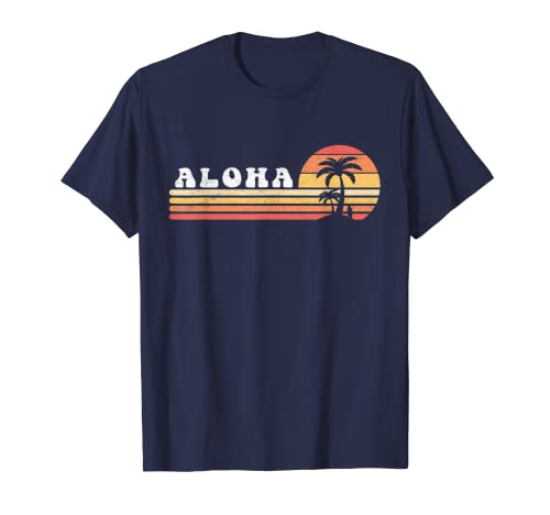Aloha Hawaii HI Hawaiian Island Palm Tree Tavola da Surf Retro Maglietta