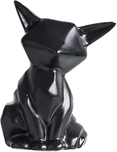 Ceramic Cat Figurine Loving Cat Statue Cat Desk Decoration for Home Office Table Desktop Ornaments - Black, S