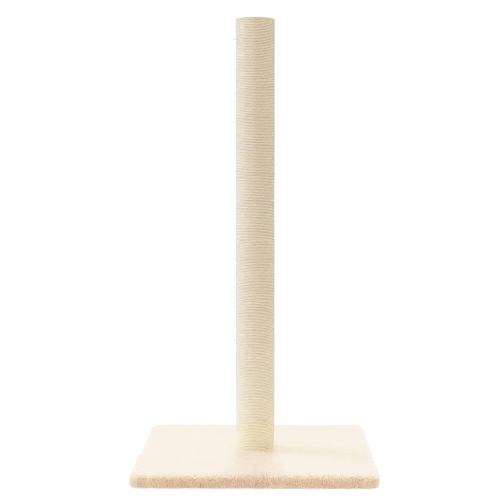 Kratzsäule Creme 35x35x70 cm mit Sisal, Plüsch, Holzwerkstoff, stabile Kletterbaum, ideal für Katzen in Wohnung, Balkon oder Spielturm, mit Liegefläche und Kratzbrett