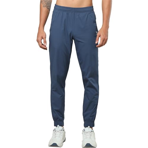 Image of TECHNOSPORT Men Mid Rise Regular Fit Solid Stretchable Joggers, Techno Dry for Regular Use and Sports