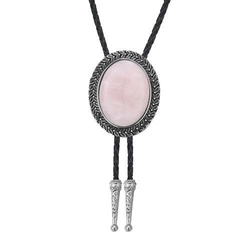 Image of Bolo Tie for Men Women Cowboy Turquoise Celtic Natural Tiger Eye Stone Longhorn Bull Western Leather Bolo Necktie