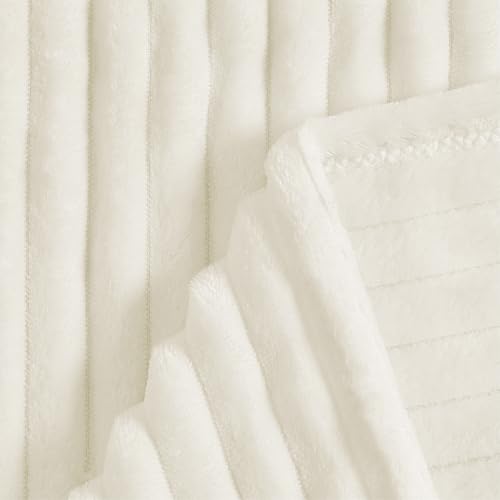 Image of BEDELITE Baby Blankets for Boys Girls 30 inchx 40 inch - 3D Ribbed Jacquard Cute Fuzzy Fleece Blanket, Warm and Breathable Soft Cozy Infant Toddler Blanket for Newborn All Seasons Suitable, Cream