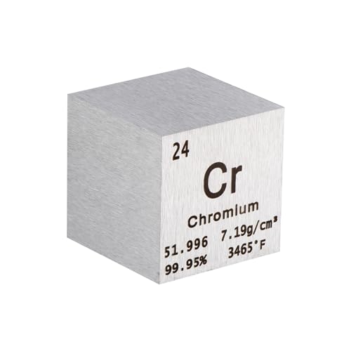 Image of PATIKIL 1 Inch Chromium Cube Metal Element High Density Block Pure Periodic Magnesium Block for Element Collections Teacher Lab Scientific Experiment, 25.4 mm