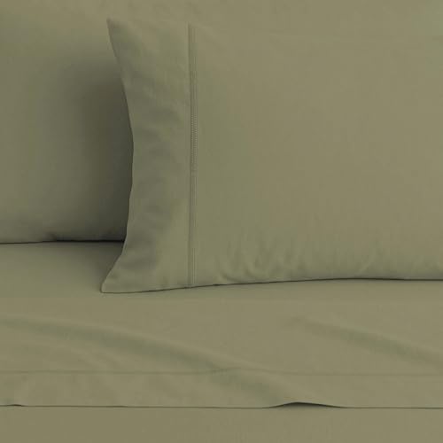 Image of Haus and Kinder Double Bedsheet, 300 TC 100% Organic Cotton Percale Weave, Fitted Bedsheet for Double Size Bed with 2 Pillow Covers - Marrow Stitch Detaling (Coastal Calm, 60 inchx78 inchx10 Size)