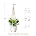 LEWESU Macrame Plant Hanger Indoor Set of 2 with 4 Hooks, Indoor Outdoor Hanging Planter for Plants Holder with Decorative Wood Beads & No Tassels, Boho Home Decor, 35 Inch Ivory (Pots Not Included)