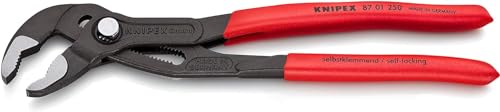knipex cobra® pince multiprise, 250 mm, écrous jusqu'à 46 mm, tuyaux jusqu'à 50 mm, réglage fin par bouton pression, autobloquante, serrage, 87 01 250