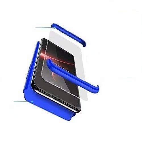 hyujia Compatible Xiaomi 8 Funda(2018) Carcasa 360° Ultra Fina Protectora cojín+Vidrio Templado Pantalla Protector,3 in 1 PC Hard Caja Caso Skin Case Cover Carcasa para Xiaomi 8 Azul