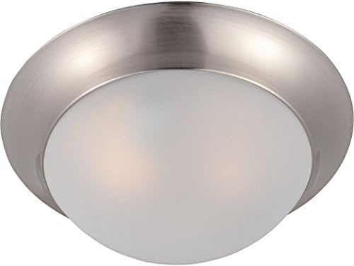 Maxim Essentials-One Light Flush Mount in Early American style-12 Inches Wide by 4 inches high-Satin Nickel Finish