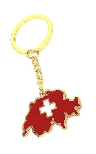 SNS Components Porte-clés en métal émaillé Motif carte de la Suisse Suisse Doré