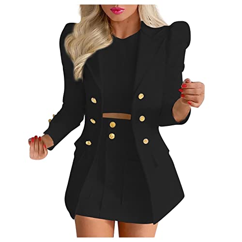 Elegant Black Women's Blazer Skirt Set | X-Large Office-to-Outfit 2-Piece Suit