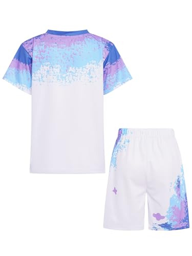 Kids Boys Gradient Clothing Sets Loose Athletic Performance Outfit For Sports Workout Active Purple 2-3 Years4