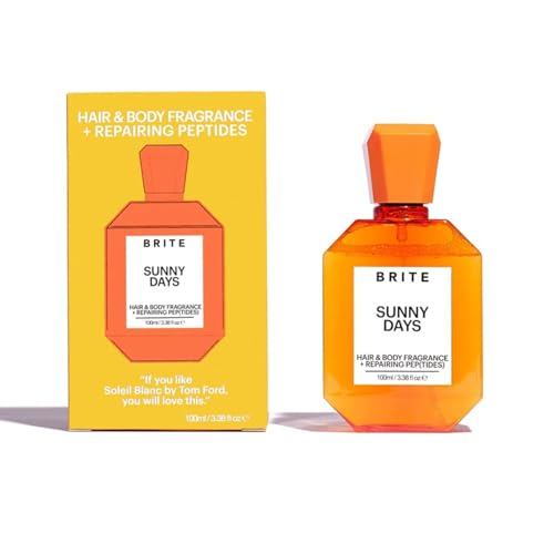 Brite Hair & Body Fragrance with Repairing Anti-Aging Peptides - Straightens Hair, Repairs Damage, Leaves Hair Soft & Skin Fresh - Warm Floral Scent - All Hair Types (Sunny Days, 3.38Fl Oz)