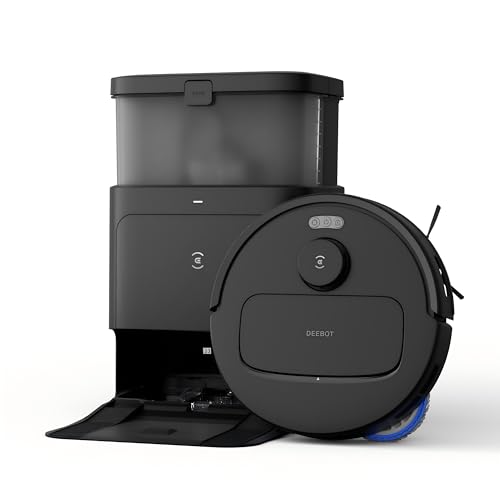 ECOVACS N30 PRO OMNI Robot Vacuum Cleaner with Station, Robot Vacuum Cleaner 10000Pa, Hot Water Cleaning and Drying, ZeroTangle 2.0 Brush, 9 mm Skid Lifting, Automatic Emptying, Black