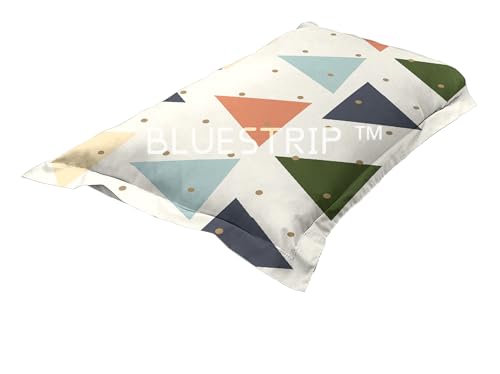 Image of Blue Strip 220TC Glace Cotton Elastic Fitted Bedsheets Single Bed with 1 Pillow Cover | Single Bed with All Around Elastic, Size 42 inch x 75 inch Inches