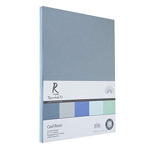 Premium Colored Cardstock Paper 8.5 x 11, Assorted Cool Colors | 65lb Smooth Texture | Solid Core Card Stock for Crafts and Scrapbooking | 50 Sheets (Cool Rivers)