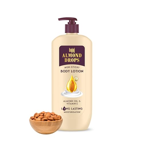Bajaj Almond Drops Non-Sticky Body Lotion | Long Lasting Moisturization | Almond Oil & Vitamin E | Nourished and Smooth Skin | 600 ML
