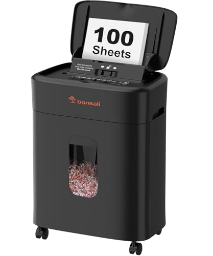 Bonsaii Destructora de Documentos Micro-Cut 100 Páginas, Nivel Seguridad P-4, 30 Minutos Funcionamiento Continuo en Modo Automático, 16L Capacidad Contenedor, Alta Eficiencia (C231-D)