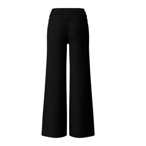 Womens High Waist Wide Leg Pants Pleated Solid Elastic Casual Trousers - image 7