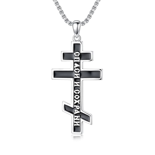 Collier orthodoxe pour homme en argent avec sa chaîne acier robuste