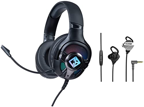 Image of Cosmic Byte Oberon 7.1 RGB Gaming Headset with Dual Input- USB and 3.5mm Jack & CB-EP-04 Gaming Earphone with Detachable Microphone for PC, PS4, Mobiles, Tablets (Black /Silver)
