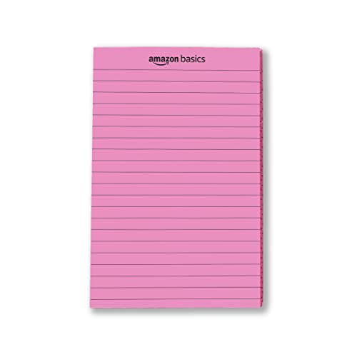 Image of amazon basics Wide Ruled 5X 8 - Inch 50-Sheet Lined Writing Note Pad, Pink - Pack Of 12