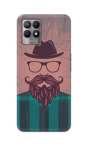 Image of PRINTFIDAA Man Icon with Beard Shirt Hipster Printed Designer Hard Case for Realme 8i Back Cover -(e) RPM1001