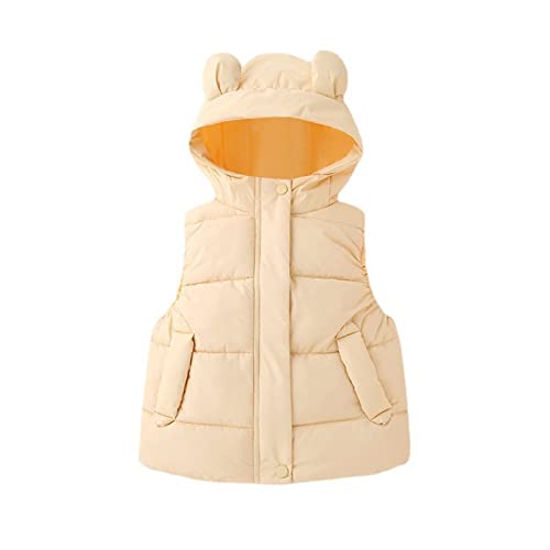 Boys Girls Puffer Vest Sleeveless Lightweight Quilted Vest Zip Up Hooded Down Puffy Bear Jackets Winter Kids Warm Waistcoat