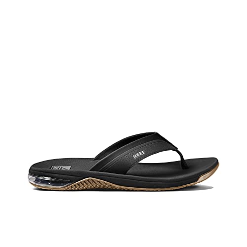 Reef Anchor Mens Beach Flip Flop, Water Friendly, Cushioning Heel Airbag, Black/Silver, 12 - image 4
