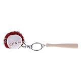 dailymall Mini Baseball Handschuh Baseballschläger Schlüsselbund Schlüsselanhänger - Rot