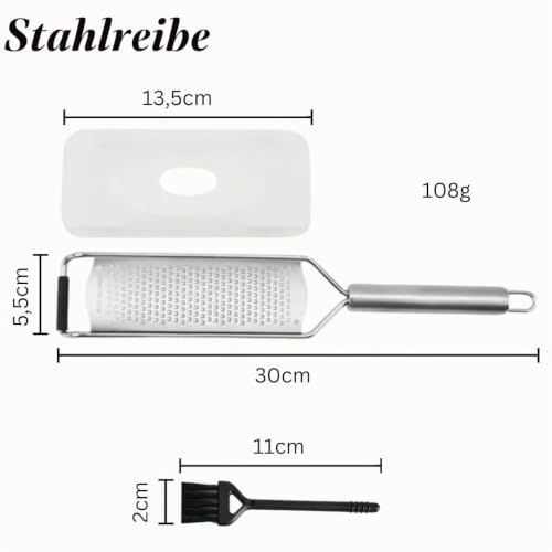 Foto von STEELGRATER -Käsereibe,Parmesanreibe,Zitronenreibe mit großer und scharfer Reibeoberfläche aus Premium 100% Edelstahl Stainless Steel rutschfest Robust und Spülmaschinengeeignet