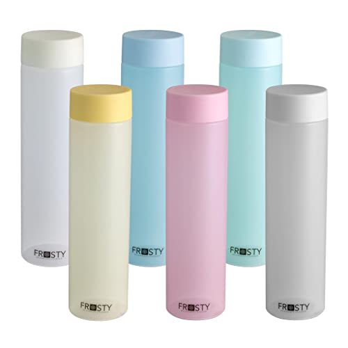 Image of Frosty Unbreakable Round Water Bottle 1 Litre|Set Of 6|Plastic Water Bottle|Office Bottle|Gym Bottle|Home|Kitchen (1.00, Mix, 6, Frosty - R), Multicolor