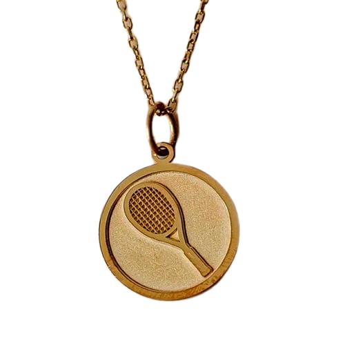 Collier raquette de tennis en argent plaqué or, bijou de prestige fin
