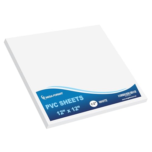 Image of Mega Format Expanded PVC Plastic Sheets - 12 inch X 12 inch Rigid White Sheet for Crafts, Signage, & Displays - Sintra, Celtec PVC Board - Waterproof for Outdoors Use - 1 /2 inch 12mm Thick - 1-Pk-White