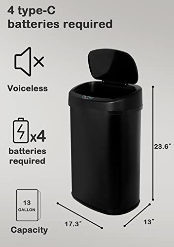 Basura automática 13 galones acero inoxidable negra miniatura 6