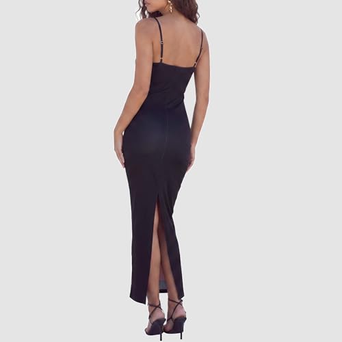 Image of Womens Summer Casual Floral Dresses Spaghetti Strap Bodycon Maxi Beach Dress Elegant Evening Party Long Dresses