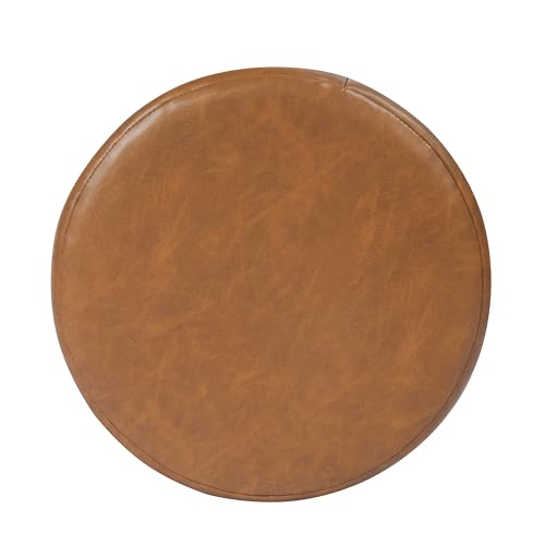 Spatial Order Upholstered Faux Leather Round Ottoman (No Lid, Seat Only) | Spatial Order Home Décor | Foot Rest Pouf – Camel Brown by Spatial Order - Image 4