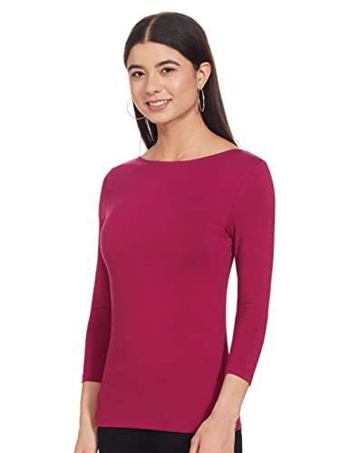 Image of Marks & Spencer Womens Solid Cotton Blend Boat Neck Slim Fit T-Shirt